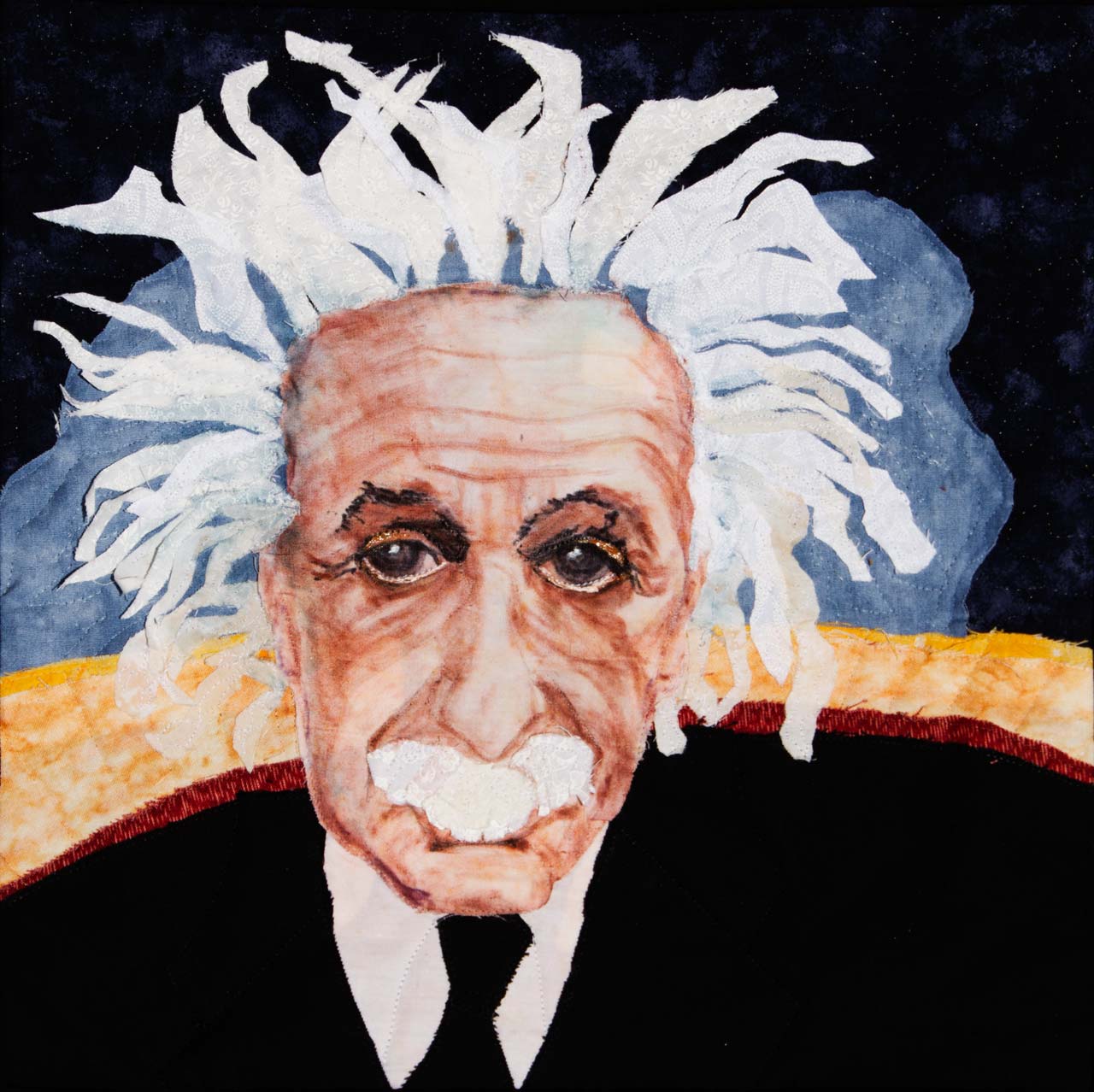 Einstein Art Quilt Landscape Quilt, Watercolor Quilt