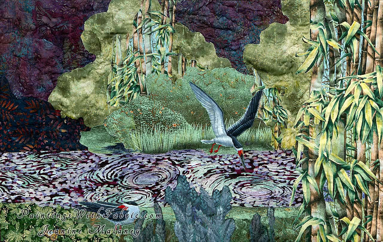 Hidden Waters Art Quilt Landscape Quilt, Watercolor Quilt