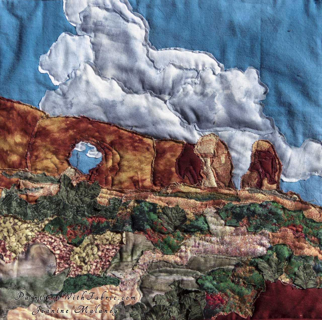 Window Rock Art Quilt Landscape Quilt, Watercolor Quilt
