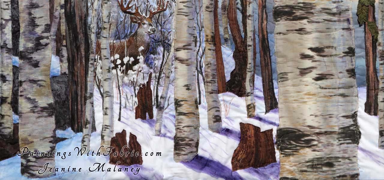 Winter Woods  Art Quilt Landscape Quilt, Watercolor Quilt