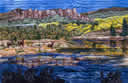 Fabric art Quilt Opal Lake II of the San Juans