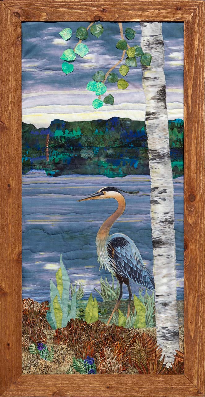 Dawn on the Lake  Art Quilt Landscape Quilt, Watercolor Quilt