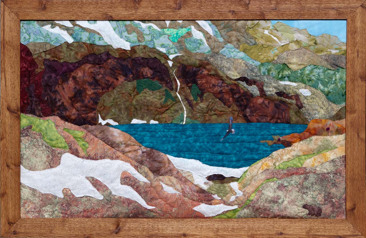 Emerald Lake of the San Juans  Art Quilt Landscape Quilt, Watercolor Quilt