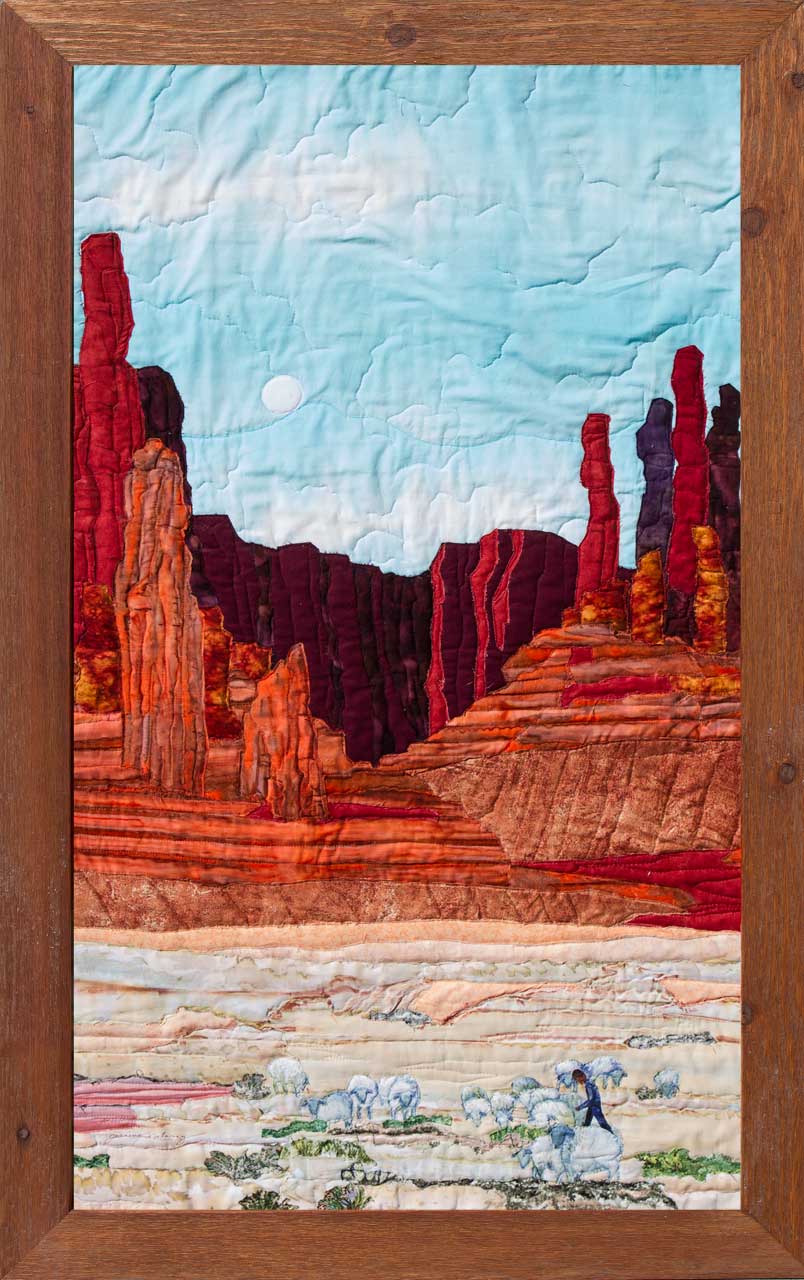Monument Valley Shepherd Art Quilt Landscape Quilt, Watercolor Quilt
