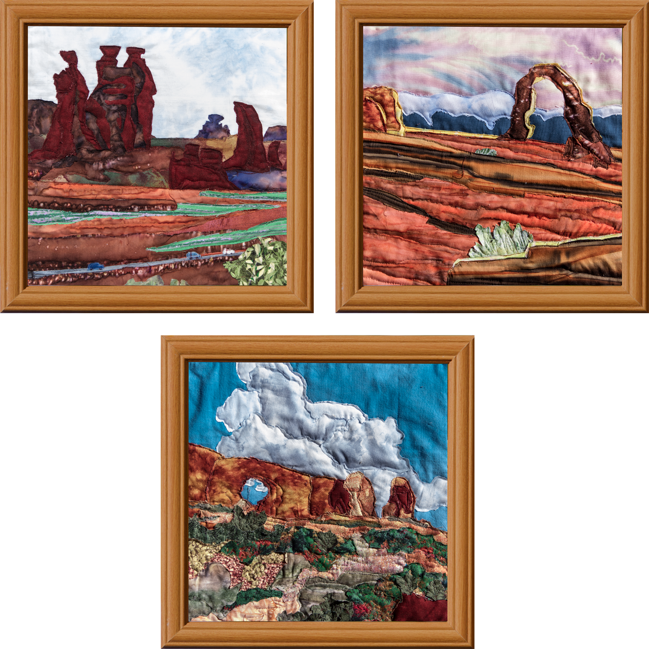 Utah Triad Art Quilt Landscape Quilt, Watercolor Quilt