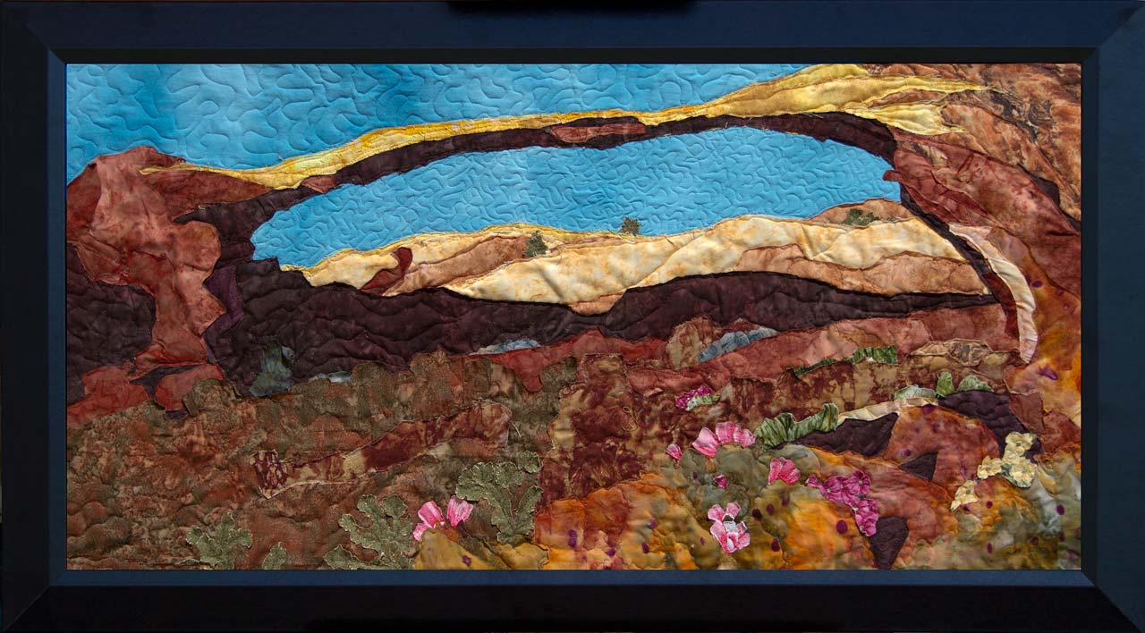 Arch in Time Art Quilt Landscape Quilt, Watercolor Quilt
