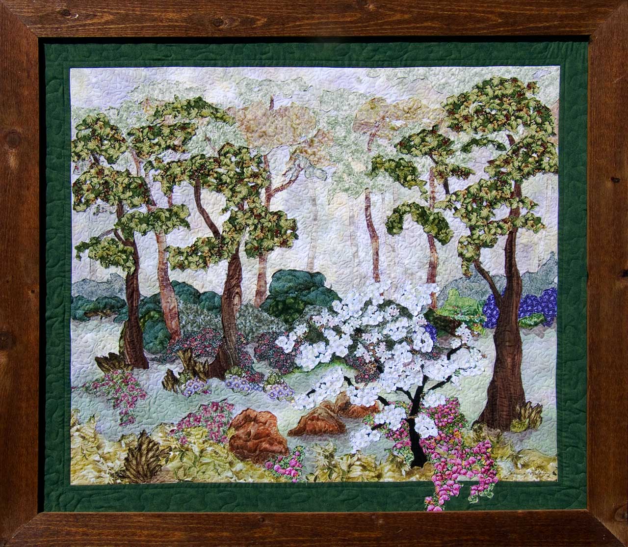 The Little Crabapple Tree Art Quilt Landscape Quilt, Watercolor Quilt
