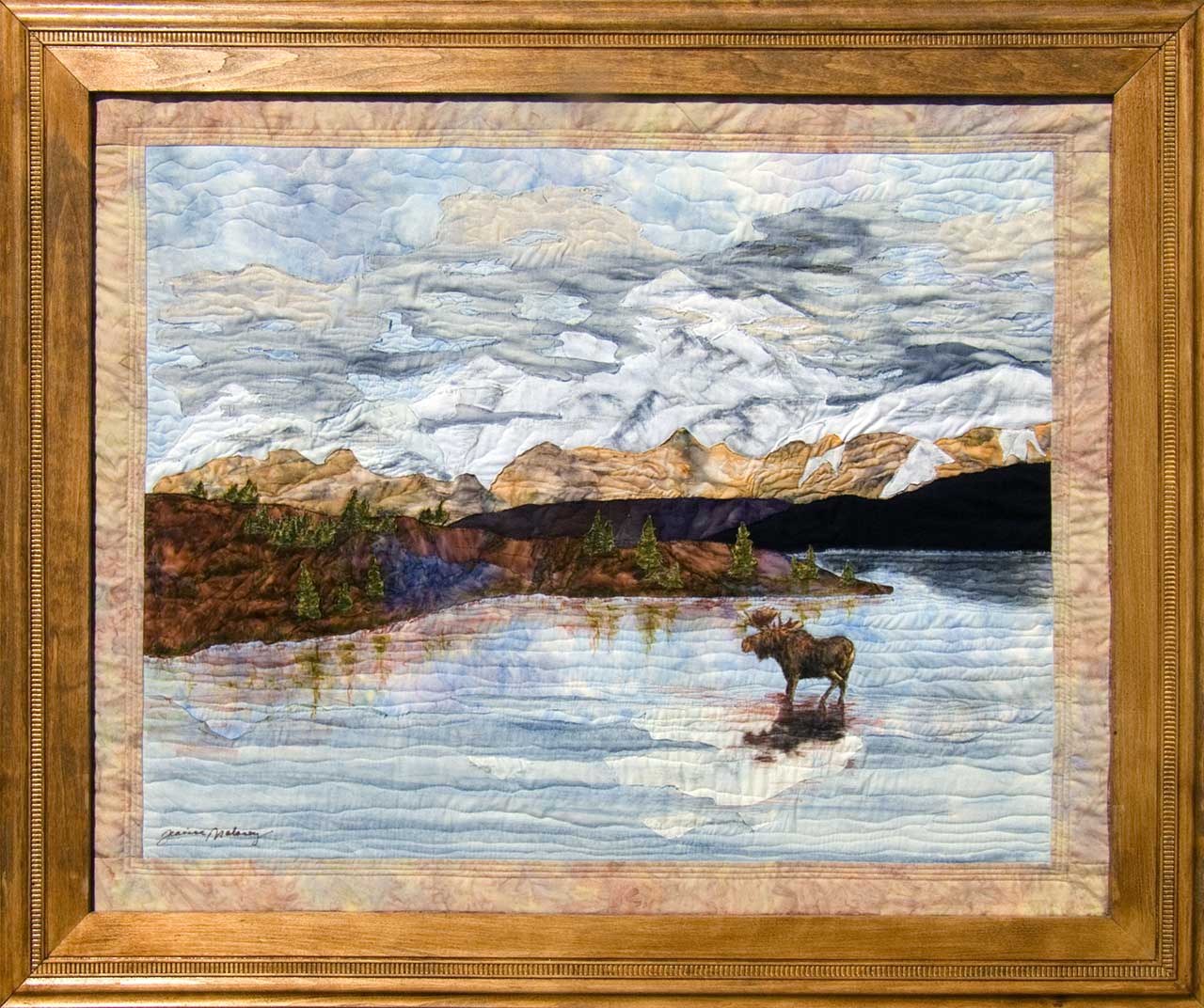 Ahhh,  Denali ! Art Quilt Landscape Quilt, Watercolor Quilt