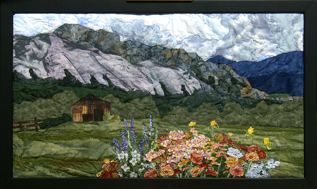 El Rancho Pinoso Art Quilt Landscape Quilt, Watercolor Quilt