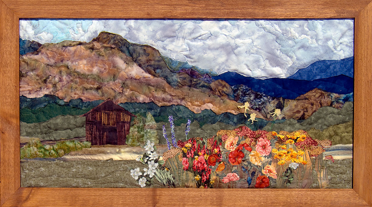 El Rancho Pinoso II Art Quilt Landscape Quilt, Watercolor Quilt