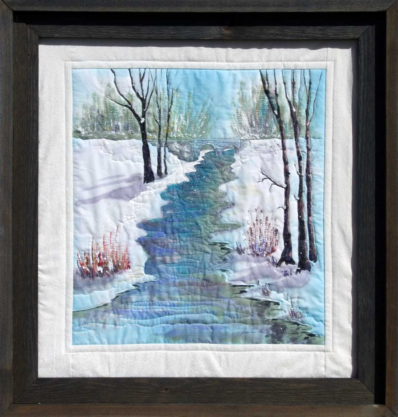 Winter Quiet Art Quilt Landscape Quilt, Watercolor Quilt