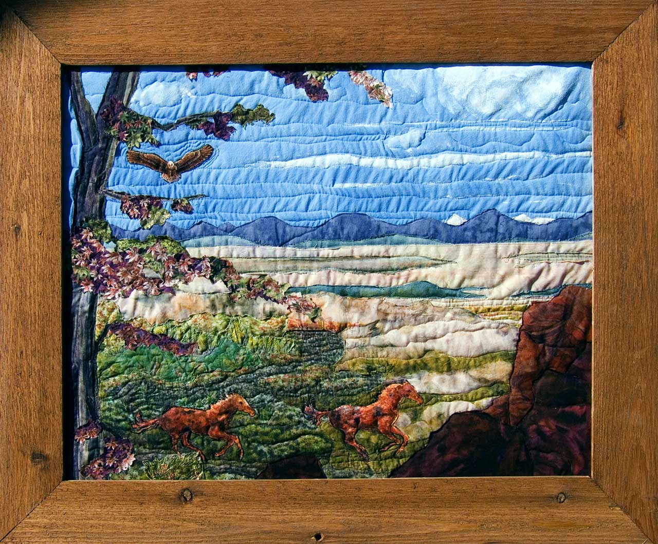 Spirit of  American West III Art Quilt Landscape Quilt, Watercolor Quilt