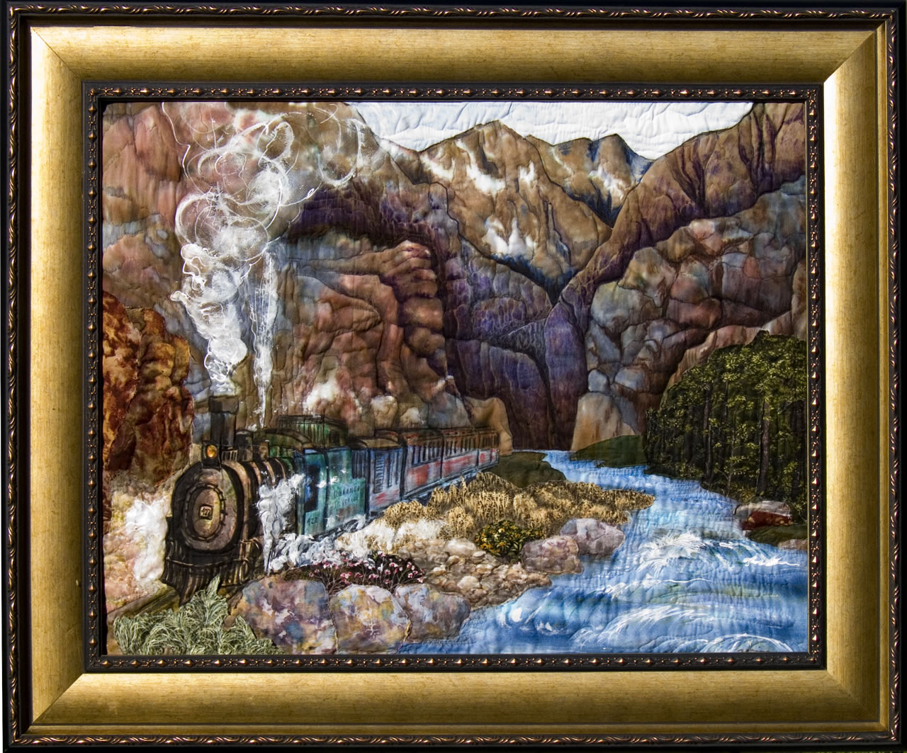 Along the Animas River Art Quilt Landscape Quilt, Watercolor Quilt