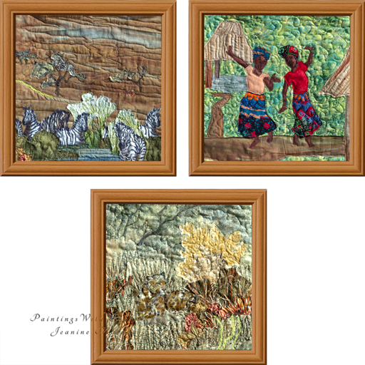 African TriadOriginal Landscape Quilt Art Quilt