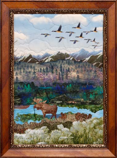 Canada Green Original Landscape Quilt Art Quilt
