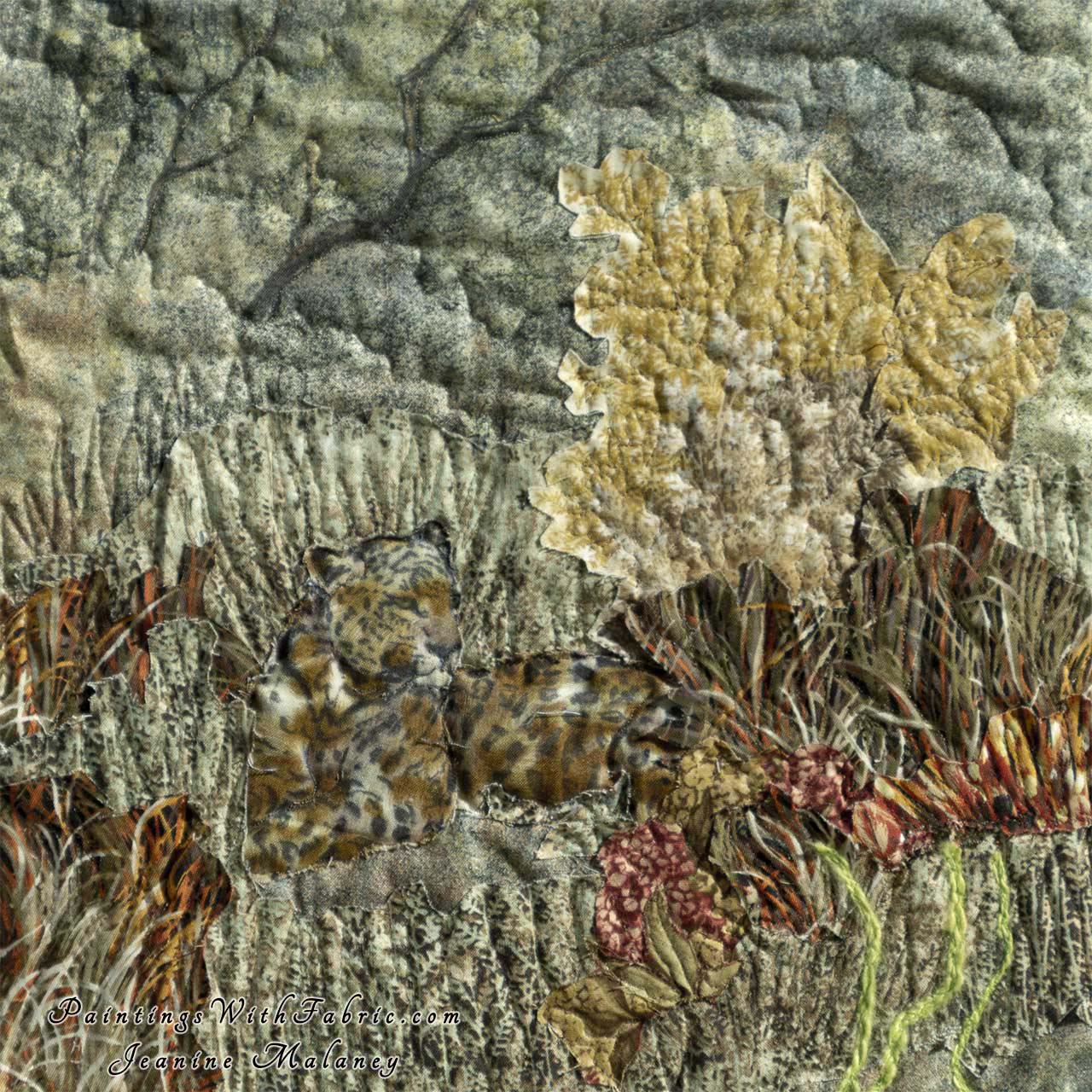 Africa Camouflage Art Quilt Landscape Quilt, Watercolor Quilt