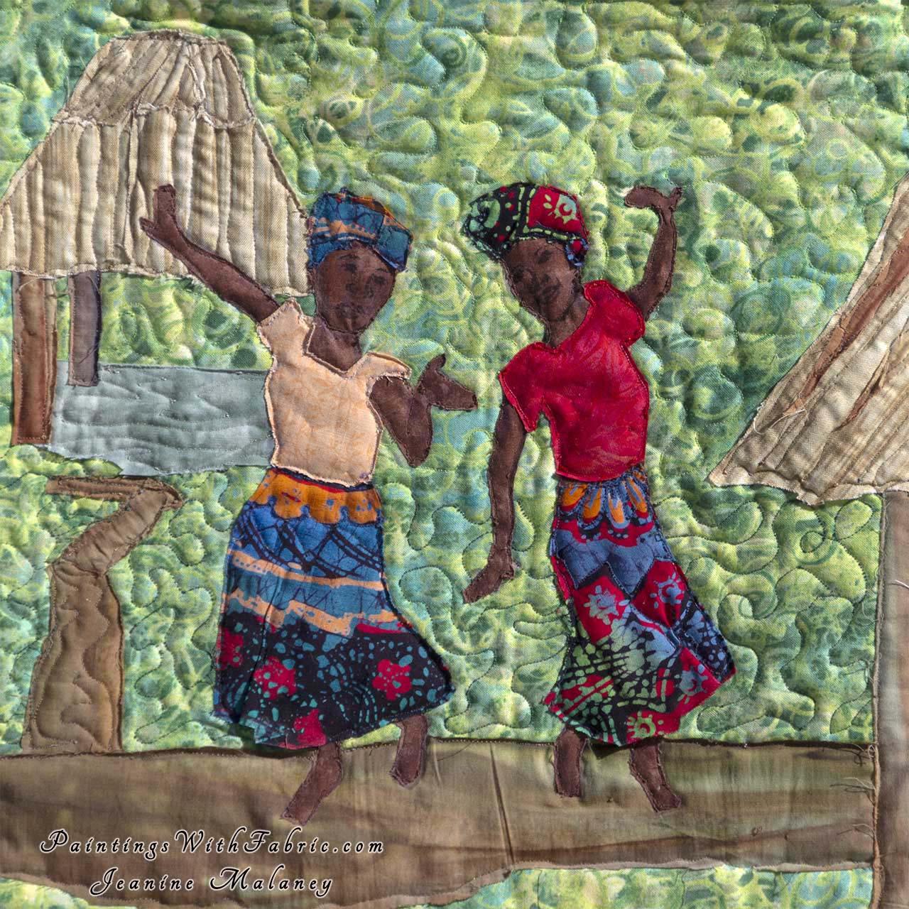 A Africa Celebration Art Quilt Landscape Quilt, Watercolor Quilt