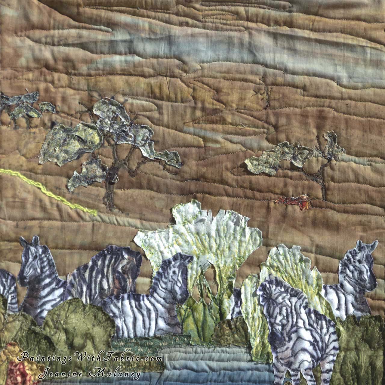 Seremgeti Art Quilt Landscape Quilt, Watercolor Quilt