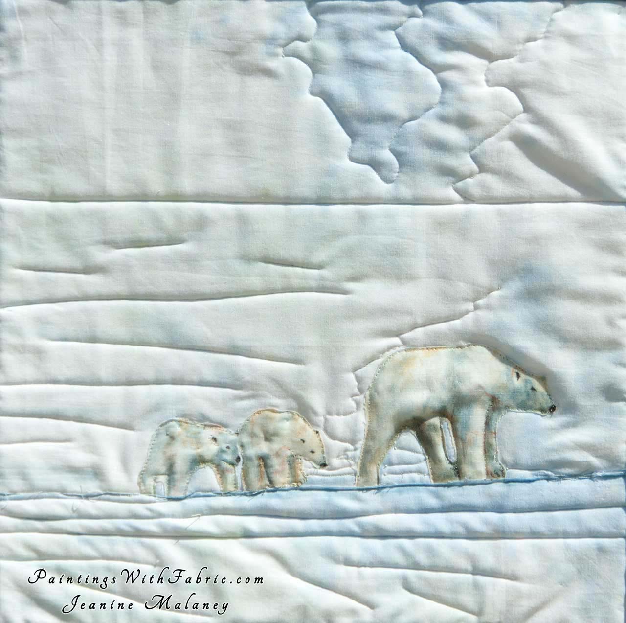 Arctic White Art Quilt Landscape Quilt, Watercolor Quilt