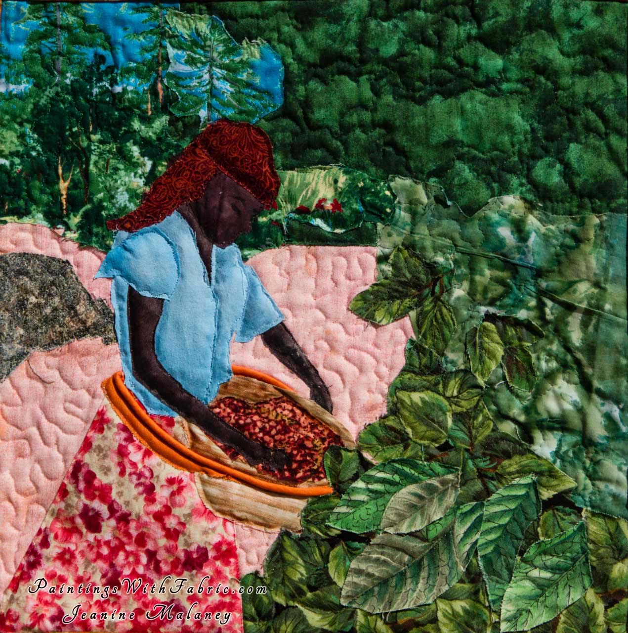 Buy Fair Trade Please Picker Art Quilt Landscape Quilt, Watercolor Quilt