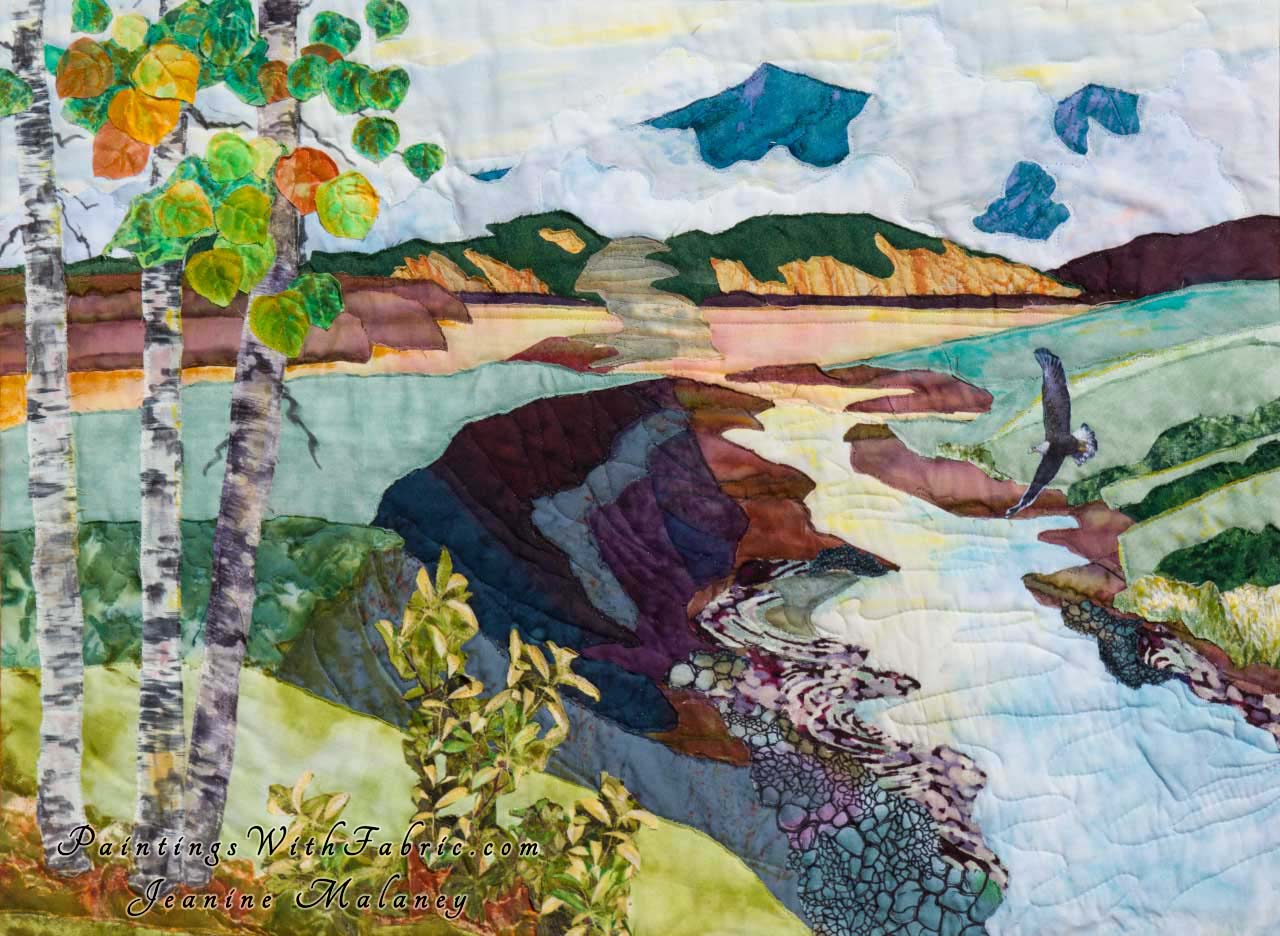 Morning Fog  Art Quilt Landscape Quilt, Watercolor Quilt