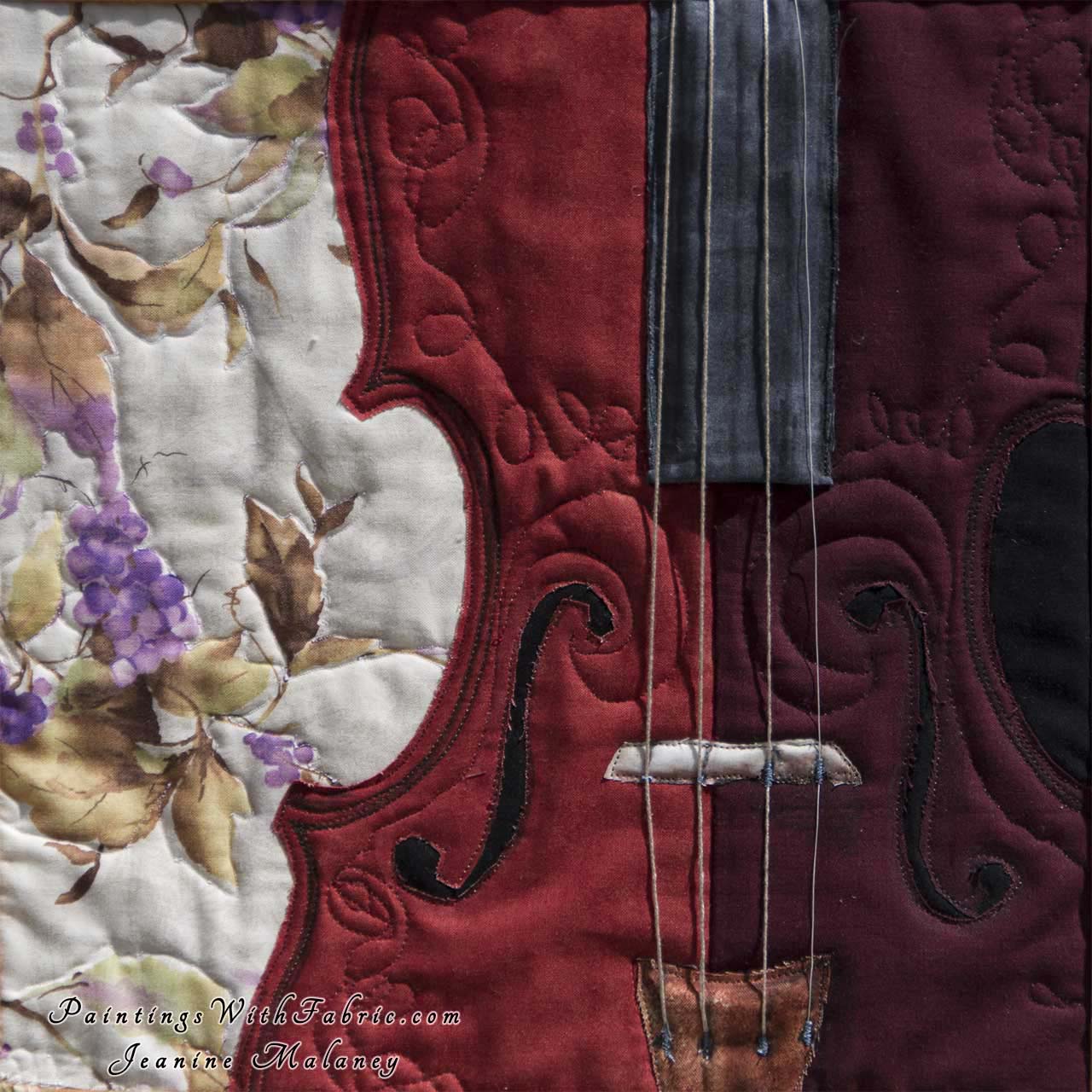 Musical Violin Art Quilt Landscape Quilt, Watercolor Quilt