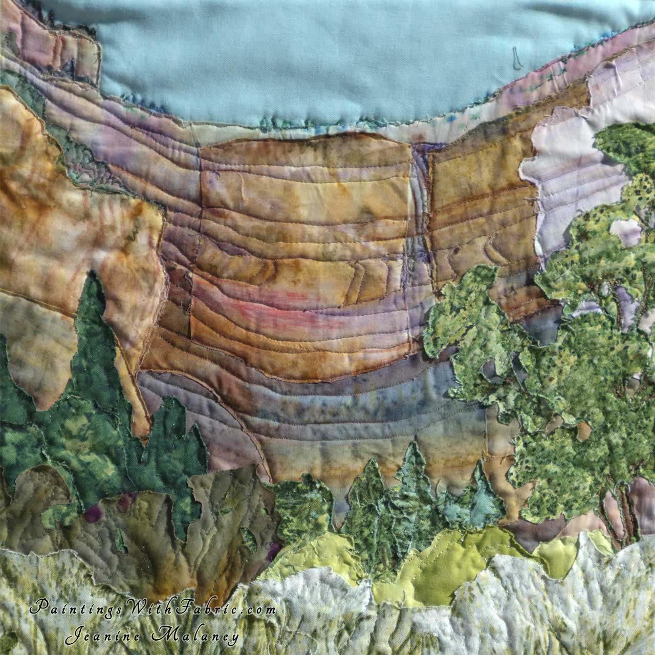 Southwest Echo Canyon Art Quilt Landscape Quilt, Watercolor Quilt