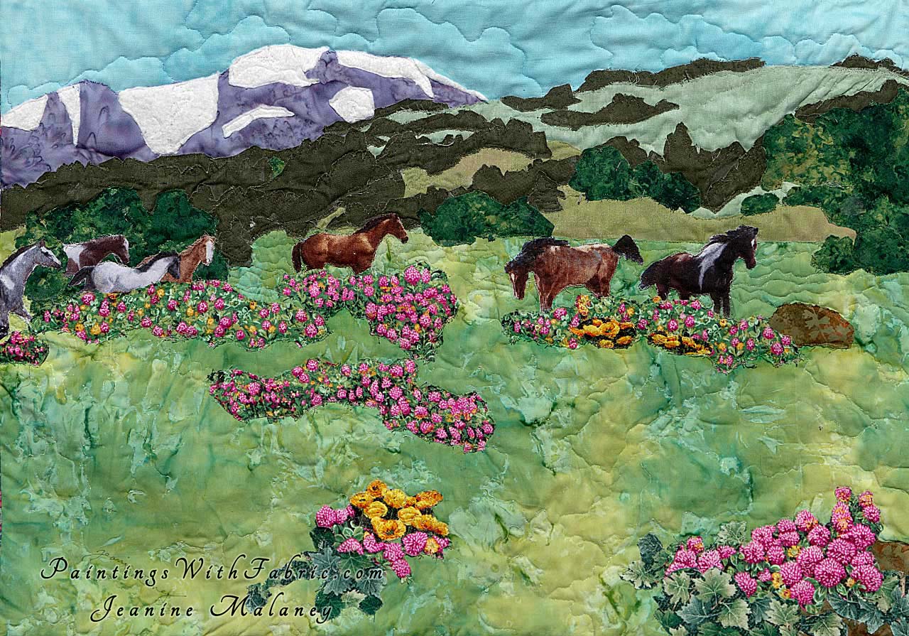 Spirit Song Art Quilt Landscape Quilt, Watercolor Quilt
