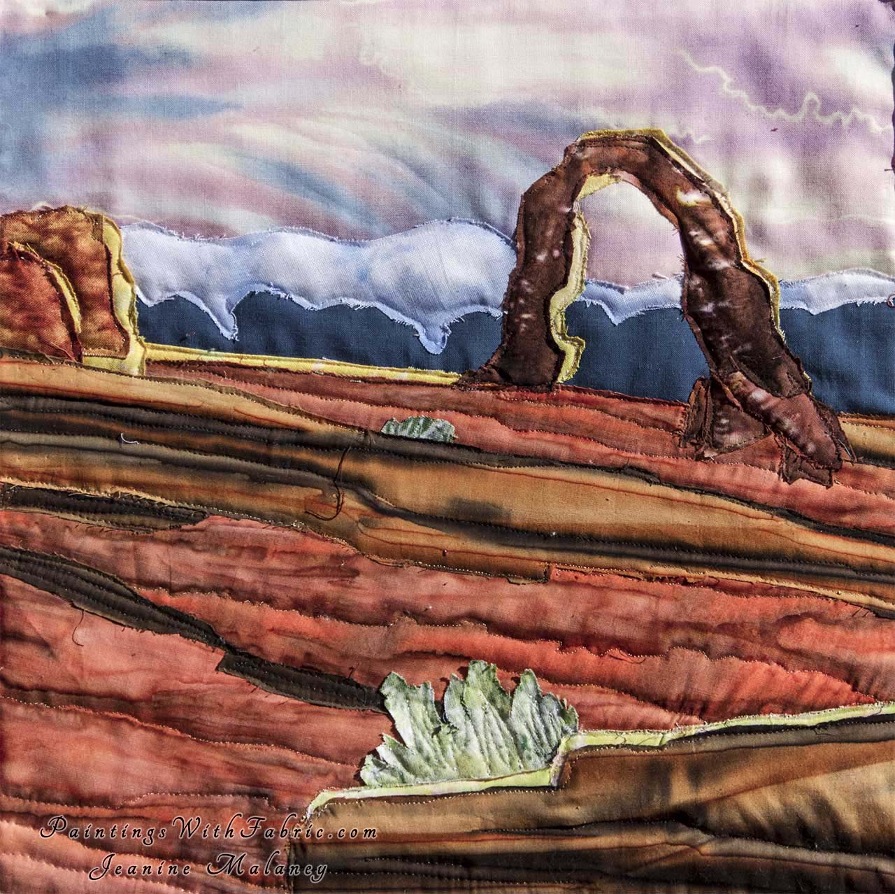Delicate Arch Art Quilt Landscape Quilt, Watercolor Quilt