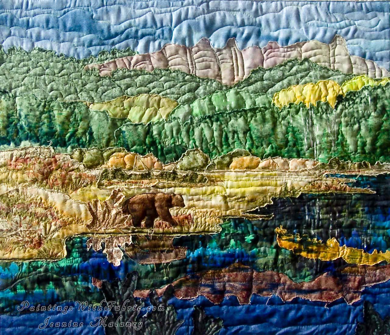 Opal Lake of the San Juans Art Quilt Landscape Quilt, Watercolor Quilt