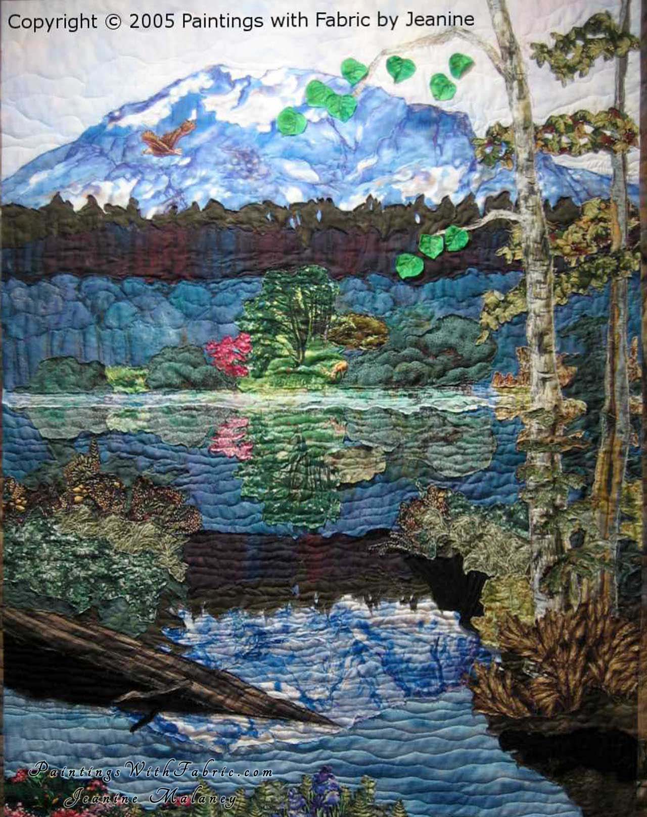 Mt Rainier Tranquility a Fabric Ladndscape Art Quilt