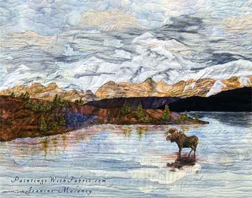 Ahhh,  Denali !     Original Landscape Quilt, Watercolor Quilt