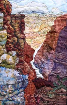 Grand Canyon Vista     Original Landscape Quilt, Watercolor Quilt