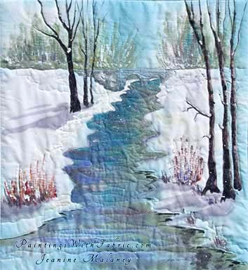 Winter Quiet     Original Landscape Quilt, Watercolor Quilt
