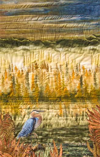 On Golden PondOriginal Landscape Quilt Art Quilt