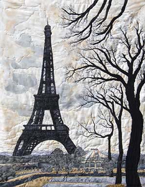 Paris     Original Landscape Quilt, Watercolor Quilt
