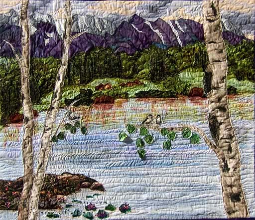 Mt. Wilson Beams on Alta LakeOriginal Landscape Quilt Art Quilt