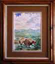 Watercolor Painting Bison Watching