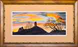Watercolor Painting Panorama of Chimney Rock
