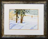 Watercolor Painting Winter Meadow