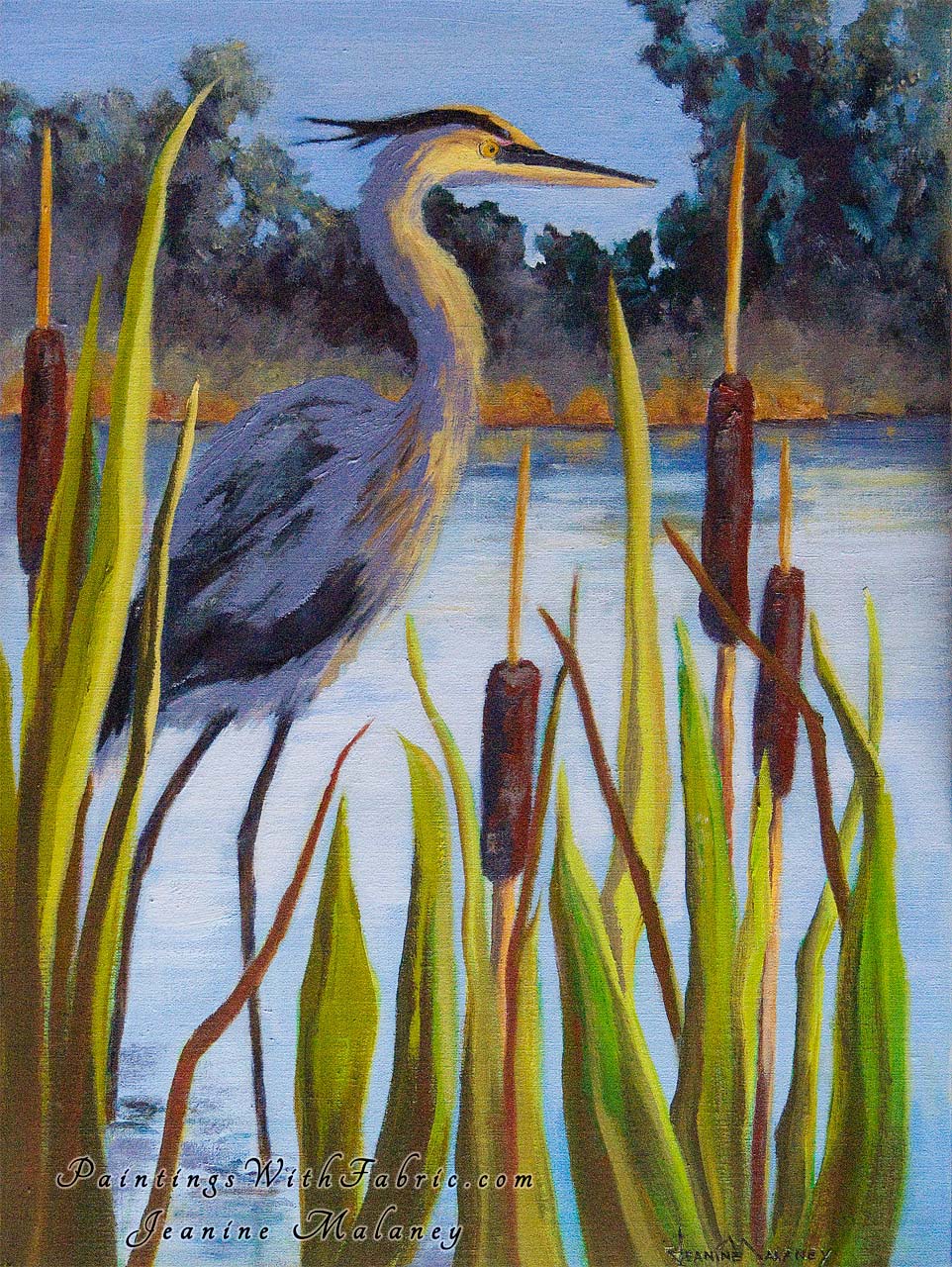 Great Blue Heron Unframed Original Watercolor Painting Waterscape