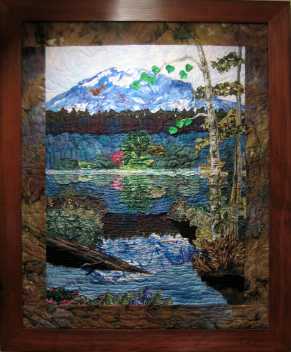 Fabric Art Painting Mt Rainier Tranquility