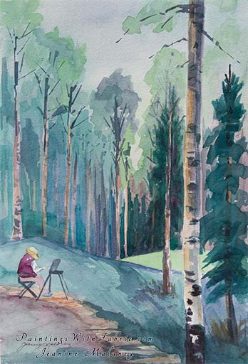 Aspen Painter Inspiration Unframed Original Landscape Watercolor Painting plein air painter painting the aspens in the Rocky Mountains