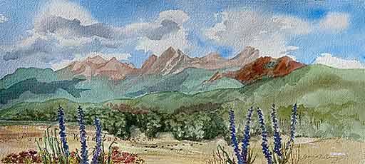 God Spoke in Mountain Breezes  Unframed Original Panorama Watercolor Painting El Rancho Pinoso Colorado