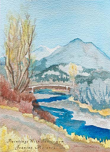 Indian Summer  Unframed Original Landscape Watercolor Painting San Juan River in the fall