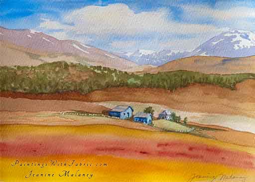 Blue Ranch  Unframed Original Southwest Watercolor Painting A old farm in southwest Colorado