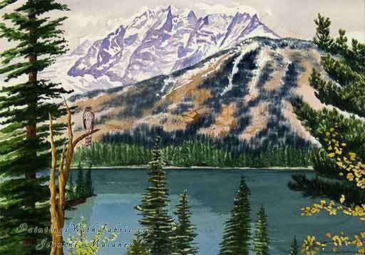 Jenny Lake Unframed Original  Watercolor Painting of a Lake in the Teton National Park Wyoming