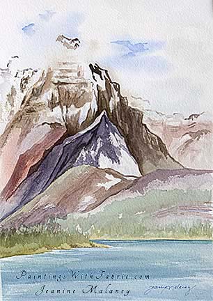 Many Glacier Unframed Original Landscape Watercolor Painting of a western mountain landscape of Glacier National Park
