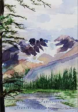 Purple Mountains Majesty Unframed Original  Watercolor Painting of stream with purple mountain backgournd