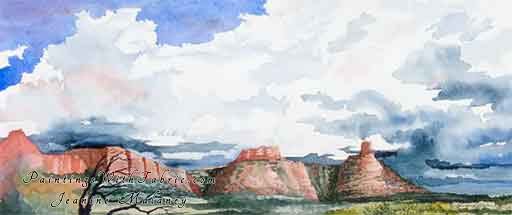 Storm Approaching Unframed Original Panorama Watercolor Painting of a storm in the southwest landscape